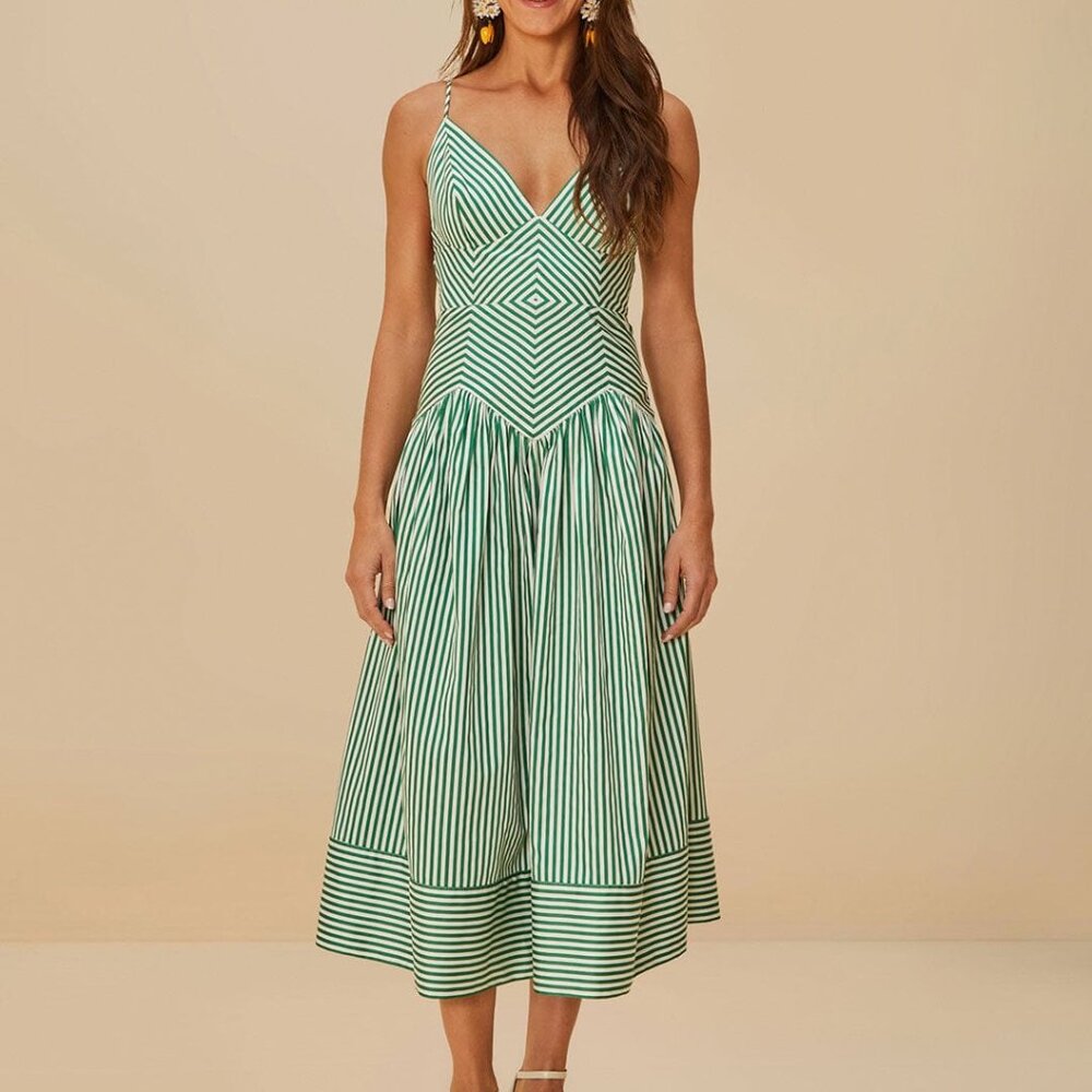 Bicolor Stripes Organic Cotton Midi Dress